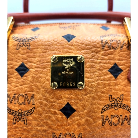 ✨️EUC MCM Cognac Monogram Visetos Boston Hand Bag ✨️ - Picture 3 of 16